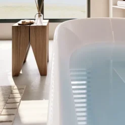 Home Deluxe - freistehende Badewanne - LENI - Weiß, mit schwarzer Armatur - Maße: ca. 170 x 80 x 58 cm - Füllmenge: 235 Liter, inkl. Überlaufschutz, Siphon und Verschluss I Spa, für 2 Personen