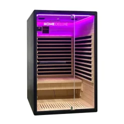 Home Deluxe – Infrarotkabine – NERO - M – 120 x 105 x 190 cm - für 2 Personen, 4 Karbon - Flächenstrahler – Holz: Hemlocktanne I Infrarotsauna, Sauna, Wärmekabine, Infrarot