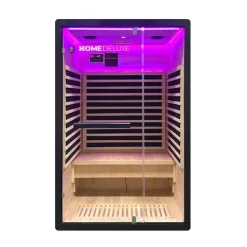 Home Deluxe – Infrarotkabine – NERO - M – 120 x 105 x 190 cm - für 2 Personen, 4 Karbon - Flächenstrahler – Holz: Hemlocktanne I Infrarotsauna, Sauna, Wärmekabine, Infrarot