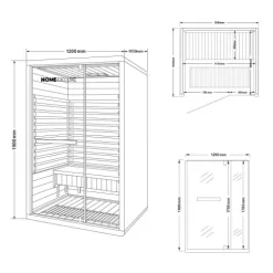 Home Deluxe – Infrarotkabine – NERO - M – 120 x 105 x 190 cm - für 2 Personen, 4 Karbon - Flächenstrahler – Holz: Hemlocktanne I Infrarotsauna, Sauna, Wärmekabine, Infrarot