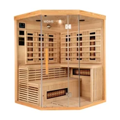 Home Deluxe – Infrarotkabine SAHARA XXL – 150 x 150 x 200 cm - für 2 - 3 Personen, 8 Vollspektrumstrahler, Holz: Hemlocktanne I Infrarotsauna, Sauna, Wärmekabine, Infrarot