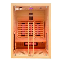 Home Deluxe – Infrarotkabine SONORA M – 135 x 105 x 190 cm - für 1- 2 Personen, 6 Vollspektrumstrahler, Holz: Hemlocktanne I Infrarotsauna, Sauna, Wärmekabine, Infrarot
