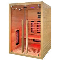 Home Deluxe – Infrarotkabine SONORA M – 135 x 105 x 190 cm - für 1- 2 Personen, 6 Vollspektrumstrahler, Holz: Hemlocktanne I Infrarotsauna, Sauna, Wärmekabine, Infrarot