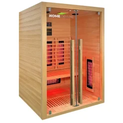Home Deluxe – Infrarotkabine SONORA M – 135 x 105 x 190 cm - für 1- 2 Personen, 6 Vollspektrumstrahler, Holz: Hemlocktanne I Infrarotsauna, Sauna, Wärmekabine, Infrarot