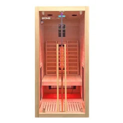 Home Deluxe – Infrarotkabine SONORA S – 90 x 90 x 190 cm - für 2 Personen, 4 Vollspektrumstrahler, Holz: Hemlocktanne I Infrarotsauna, Sauna, Wärmekabine, Infrarot