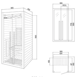 Home Deluxe – Infrarotkabine SONORA S – 90 x 90 x 190 cm - für 2 Personen, 4 Vollspektrumstrahler, Holz: Hemlocktanne I Infrarotsauna, Sauna, Wärmekabine, Infrarot