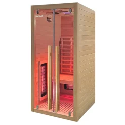 Home Deluxe – Infrarotkabine SONORA S – 90 x 90 x 190 cm - für 2 Personen, 4 Vollspektrumstrahler, Holz: Hemlocktanne I Infrarotsauna, Sauna, Wärmekabine, Infrarot