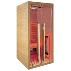Home Deluxe – Infrarotkabine SONORA S – 90 x 90 x 190 cm - für 2 Personen, 4 Vollspektrumstrahler, Holz: Hemlocktanne I Infrarotsauna, Sauna, Wärmekabine, Infrarot