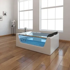 Home Deluxe - Whirlpool Badewanne - ATLANTIC XL - Maße: 180 x 120 x 60 cm - inkl. Heizung, Massagefunktion und kompl. Zubehör I Wanne für 2 Personen, Indoor Pool