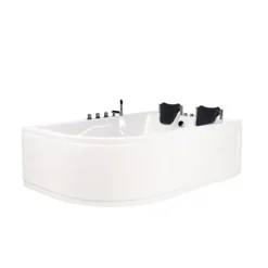 Home Deluxe - Whirlpool - BLUE OCEAN XL Links, Weiß, Maße: 180 x 120 x 65 cm - inkl. Nackenkissen, Armaturen und Whirlpoolpumpe I Whirlpool für 2 Personen, Indoor SPA, Eckbadewanne