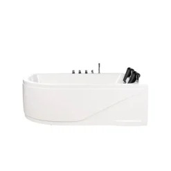 Home Deluxe - Whirlpool - BLUE OCEAN XL Links, Weiß, Maße: 180 x 120 x 65 cm - inkl. Nackenkissen, Armaturen und Whirlpoolpumpe I Whirlpool für 2 Personen, Indoor SPA, Eckbadewanne