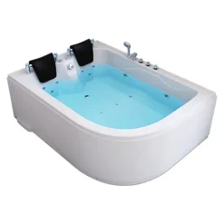 Home Deluxe - Whirlpool - BLUE OCEAN XL Rechts, Weiß, Maße: 180 x 120 x 65 cm - inkl. Nackenkissen, Armaturen und Whirlpoolpumpe I Whirlpool für 2 Personen, Indoor SPA, Eckbadewanne
