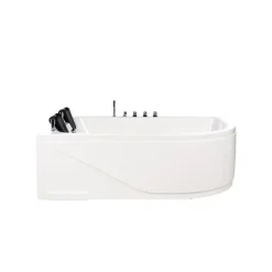 Home Deluxe - Whirlpool - BLUE OCEAN XL Rechts, Weiß, Maße: 180 x 120 x 65 cm - inkl. Nackenkissen, Armaturen und Whirlpoolpumpe I Whirlpool für 2 Personen, Indoor SPA, Eckbadewanne