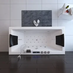 Home Deluxe - Whirlpool - LAGUNA M PURE - Weiß, Maße: 180 x 90 x 55 cm - inkl. Radio, Heizung und Lichttherapie I Whirlwanne für 2 Personen, Indoor Badewanne