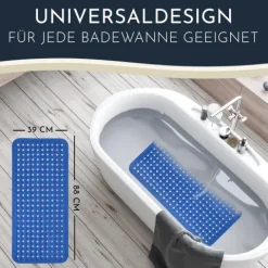 Homerella Badewannenmatte rutschfest Hautsensitiv 88x39cm, INKL. AUFHÄNGUNG | Antirutschmatte Badewanne | Duschmatte schimmelresistent & maschinenwaschbar | Badematte rutschfest