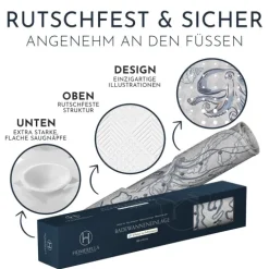 Homerella® Badewannenmatte rutschfest 100% inkl. 2 Haken zum Aufhängen 100x40cm - Antirutschmatte Badewanne hautsensitiv & schimmelresistent - Badematte rutschfest maschinenwaschbar