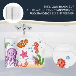 Homerella® Badewannenmatte rutschfest Kinder - 100% Inkl. 2 Haken zum Aufhängen 100x40cm - Antirutschmatte Badewanne Baby hautsensitiv, schimmelresistent - Badematte rutschfest