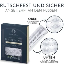 Homerella® Duschmatte rutschfest - 100% - Inkl. 2 Haken zum Aufhängen 53x53cm - Antirutschmatte Dusche hautsensitiv & schimmelresistent - Duscheinlage maschinenwaschbar