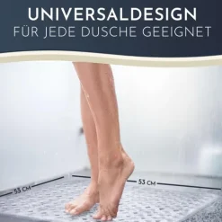 Homerella® Duschmatte rutschfest - 100% - Inkl. 2 Haken zum Aufhängen 53x53cm - Antirutschmatte Dusche hautsensitiv & schimmelresistent - Duscheinlage maschinenwaschbar