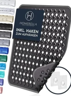 Homerella® Duschmatte rutschfest - 100% - Inkl. 2 Haken zum Aufhängen 53x53cm - Antirutschmatte Dusche hautsensitiv & schimmelresistent - Duscheinlage maschinenwaschbar