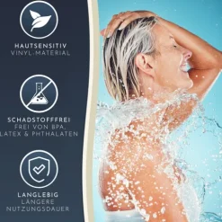Homerella® Duschmatte rutschfest - 100% - Inkl. 2 Haken zum Aufhängen 53x53cm - Antirutschmatte Dusche hautsensitiv & schimmelresistent - Duscheinlage maschinenwaschbar