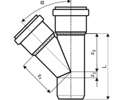 HT-EA Abzweig 67° DN 40/40 mm