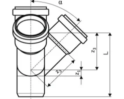 HT-ED Eckdoppelabzweig 67° DN 110/110/110 mm