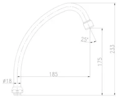 HU-Rohrauslauf SUBRA 200 mm ¾" verchromt