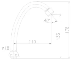 HU-Rohrauslauf SUBRA 130 mm ¾" verchromt