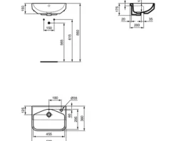 Ideal Standard Halbeinbau-Becken i.life S 50 x 36 cm weiß glänzend T458801