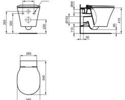 Ideal Standard Wand-WC Set Connect Air Tiefspüler ohne Spülrand schwarz matt mit WC-Sitz K8768V3
