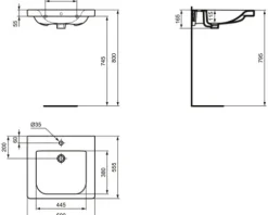 Ideal Standard Waschtisch Connect Freedom unterfahrbar 60 cm weiß E548201
