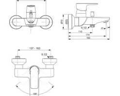 Ideal Standard Badewannenarmatur CONNECT AIR silver storm A7033GN