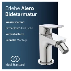 Ideal Standard Bidetarmatur Alero, FirmaFlow® Kartusche, Wassersparend, EasyFix® Schnellmontagesystem