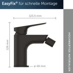 Ideal Standard Bidetarmatur Alero, FirmaFlow® Kartusche, Wassersparend, EasyFix® Schnellmontagesystem