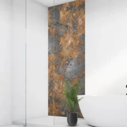 Industrial Rust, 90x200cm, fugenlose Wandpaneele aus Alu-Verbund 3mm, Duschrückwand