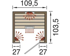 Infrarotkabine Weka Hamina 1 109,5x103,5x190 cm