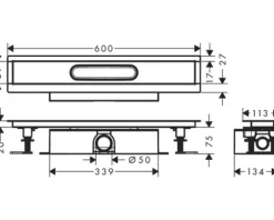 Installationsset für Duschrinnen Fertigsets hansgrohe uBox universal 600 mm 56022180