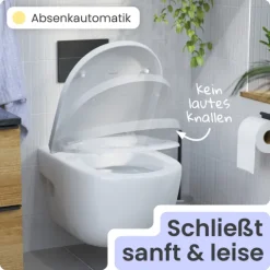 instmaier Alma WC Sitz | Made in Germany | Toilettendeckel mit Absenkautomatik | Klobrille Weiß Glanz | D-Form | mit Schnellverschluss | Duroplast