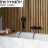 instmaier Wannenfüllthermostat Beatrice | wassersparende Eco-Stop Funktion | Badewannenarmatur | Mischbatterie Badewanne Schwarz Matt | für konstante Wassertemperatur