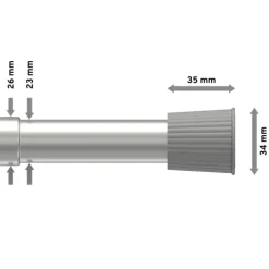 Interdeco Spannstange / Duschvorhangstange Silbergrau, 26/23 mm Ø Serrofix, ausziehbar 80-130 cm