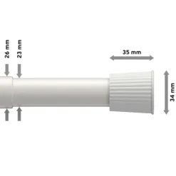 Interdeco Spannstange / Duschvorhangstange Weiß, 26/23 mm Ø Serrofix, ausziehbar 80-130 cm