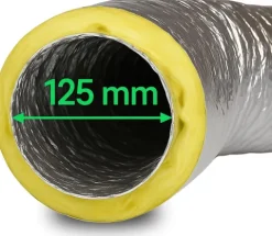 Isolierter Abluftschlauch Ø 125 mm Schalldämmend, feuergeschützt & extra stabil für Growbox, Klimaanlage und Lüftungsanlagen