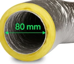 Isolierter Abluftschlauch Ø 80 mm Schalldämmend, feuergeschützt & extra stabil für Growbox, Klimaanlage und Lüftungsanlagen