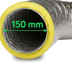 Isolierter Abluftschlauch Ø 150 mm Schalldämmend, feuergeschützt & extra stabil für Growbox, Klimaanlage und Lüftungsanlagen