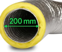 Isolierter Abluftschlauch Ø 200 mm Schalldämmend, feuergeschützt & extra stabil für Growbox, Klimaanlage und Lüftungsanlagen