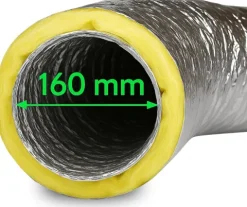 Isolierter Abluftschlauch Ø 160 mm Schalldämmend, feuergeschützt & extra stabil für Growbox, Klimaanlage und Lüftungsanlagen