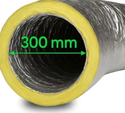 Isolierter Abluftschlauch Ø 300 mm Schalldämmend, feuergeschützt & extra stabil für Growbox, Klimaanlage und Lüftungsanlagen