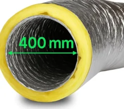 Isolierter Abluftschlauch Ø 400 mm Schalldämmend, feuergeschützt & extra stabil für Growbox, Klimaanlage und Lüftungsanlagen