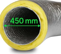 Isolierter Abluftschlauch Ø 450 mm Schalldämmend, feuergeschützt & extra stabil für Growbox, Klimaanlage und Lüftungsanlagen